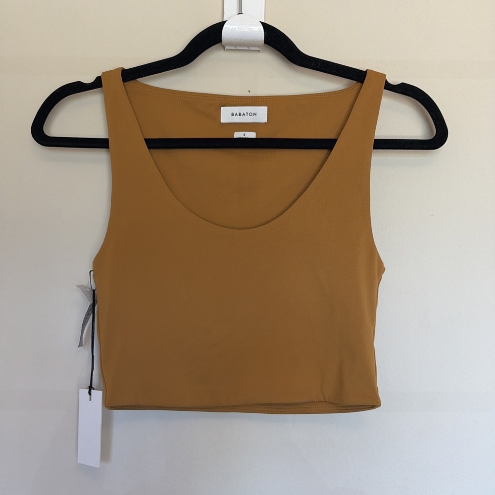 Babaton Copper Spice Contour Scoopneck Crop Tank Top Shirt Small NEW NWT